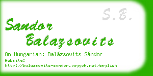 sandor balazsovits business card