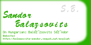 sandor balazsovits business card